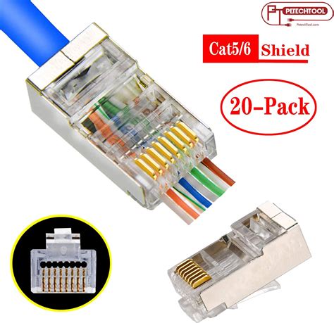 Computer Cables 100 Pcs Rj45 Shielded Plug Cat5 8p8c Lan Connector