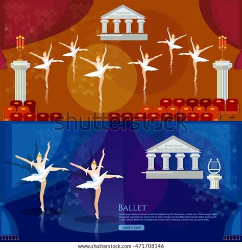Ballet Banners Ballerinas Dancing Ballet On Stock Vector Royalty Free