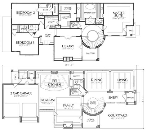 Best 2 Story House Plans Two Story Home Blueprint Layout Residential