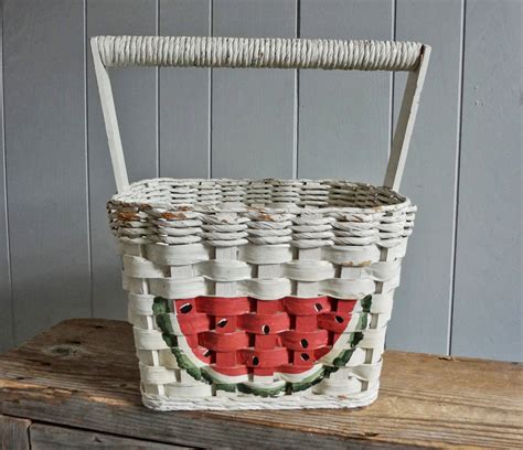 Vintage Basket / Wood Basket / White Basket / Large Basket / | Etsy | Vintage baskets, Wood ...