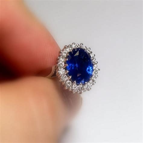 Certified Princess Diana Engagement Ring About 60 Carat Royal Blue