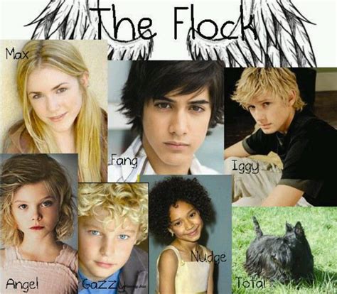 Their names are max (14 years old), fang (14), iggy (14), nudge (11), gazzy (8), and angel (6). Maximum Ride...........Great Book Series By James ...