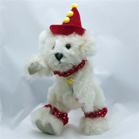 Hermann 17132 clown teddy bear with organza pull string bag. Artist Bear White Mohair Clown Teddy Bear - Wool Animal ...