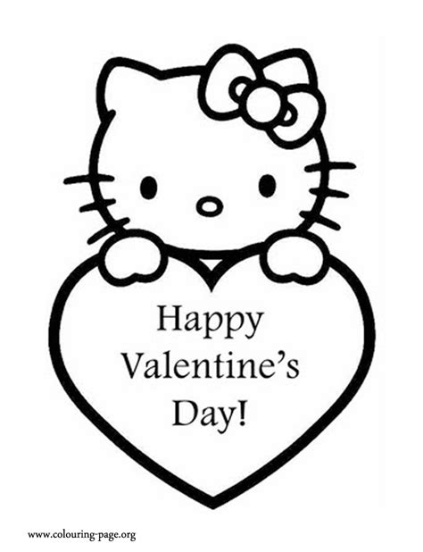 Valentine's Day - Hello Kitty and a Valentine's Heart coloring page