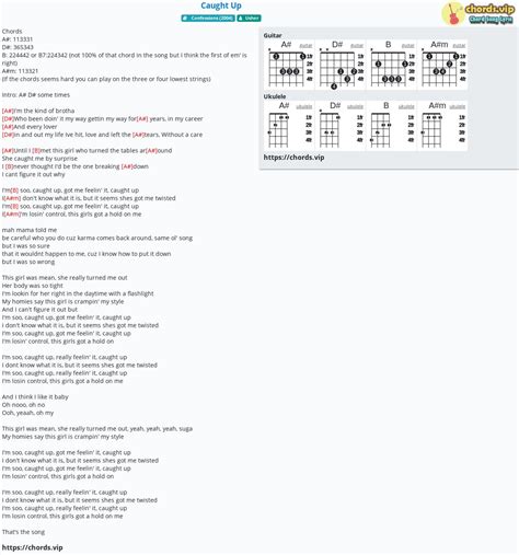 chord caught up tab song lyric sheet guitar ukulele chords vip