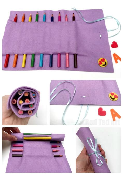 No Sew Pencil Roll Up Red Ted Art Kids Crafts