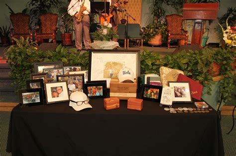 Beautiful memory table at a Celebration of Life memorial. By Eternally