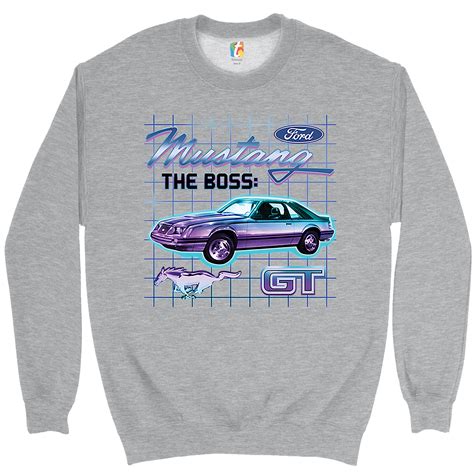 Ford Mustang Gt The Boss Sweatshirt Vintage Neon Car Retro Licensed