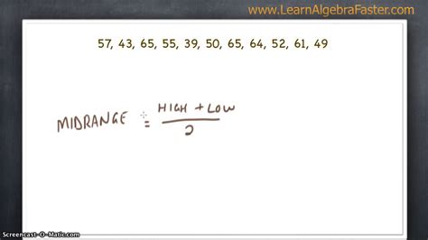 The range is the easiest measure of variability to calculate. How to Find the Midrange - YouTube