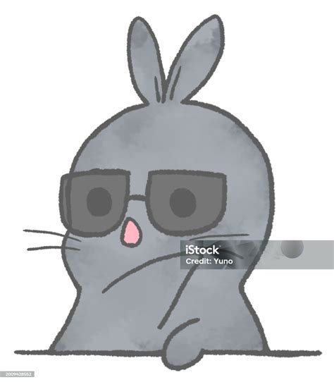 A Rabbit Wearing Sunglasses Pointing To The Right And Talking About Something Stock Illustration