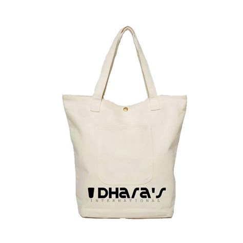 Dharas Loop Handle White Shopping Canvas Tote Bag Sizedimension W12