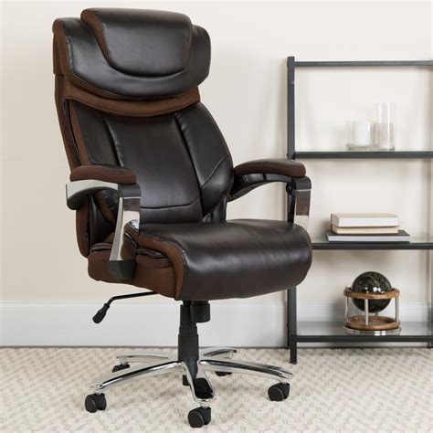 Big And Tall 500 Lb Rated Brown Leathersoft Executive Swivel Ergonomic