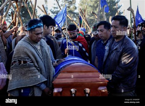 chilean mapuche indigenous and supporters attend the wake of jordan llempi machacan a mapuche