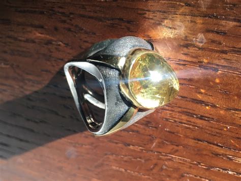 Bora Yasar Sterling Ring Silver Stunning Yellow Citrine Stone Etsy
