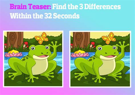 Brain Teaser Find The 3 Differences Within The 32 Seconds