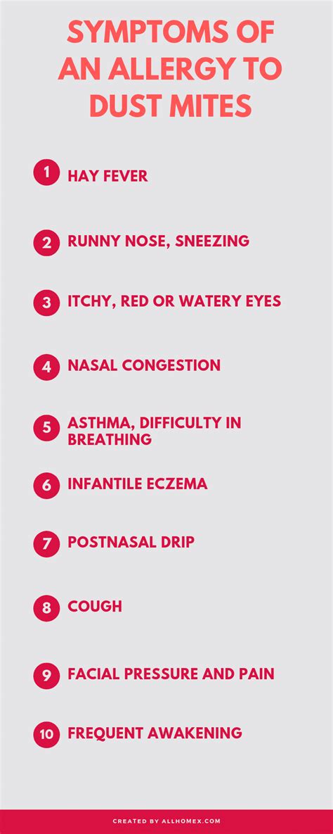 10 Symptoms Of Allergy To Dust Mites Infographics