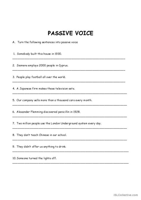 Passive Voice Present Simple And Pas English Esl Worksheets Pdf Doc Passive Voice Present