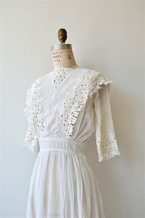 Bridlemere Dress 1910s Tea Dress White Cotton Edwardian Etsy Tea