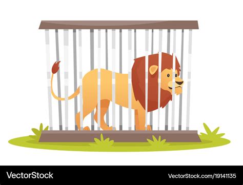 Lion In Cage Royalty Free Vector Image Vectorstock