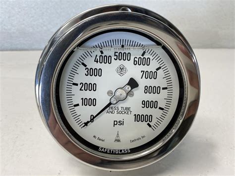 Mcdaniel 4 Face 0 10000 Psi Filled Hydraulic Pressure Gauge 14