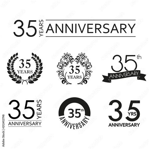 35 Years Anniversary Icon Set 35th Anniversary Celebration Logo