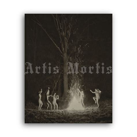 Printable Naked Witches Dancing Around The Fire In The Night Forest Photo