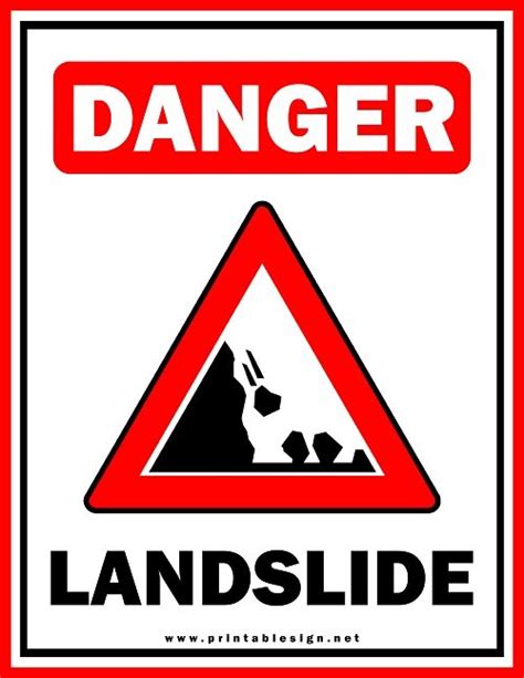 Printable Danger Landslide Street Sign Free Download