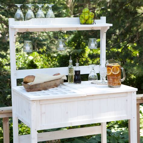 White Potting Bench Home Gardening Station With Storage