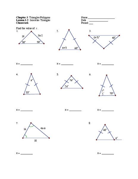 Isosceles Triangles Worksheet For 9th 12th Grade Lesson Planet