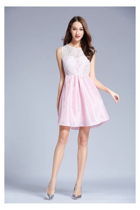 Pink Lace Taffeta Short Party Dress Onsale 37 Dk311