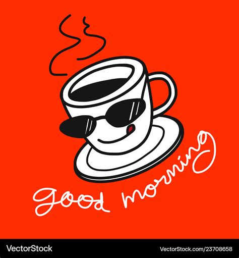 Good Morning Coffee Cartoon On Orange Royalty Free Vector