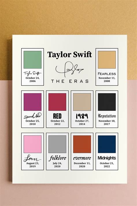 The Taylor Swift Logo Is Shown On Top Of A White Card With Red Green