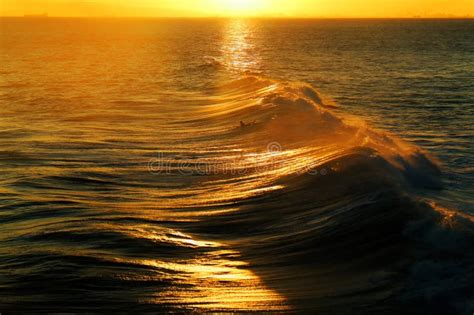 Beautiful Ocean Waves During Sunset Golden Waves Stock Image Image