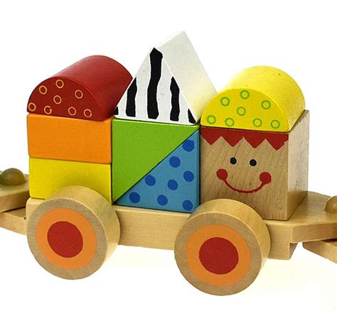 Wooden Toy Block Stacking Train Push Along Toy My Wooden Toys