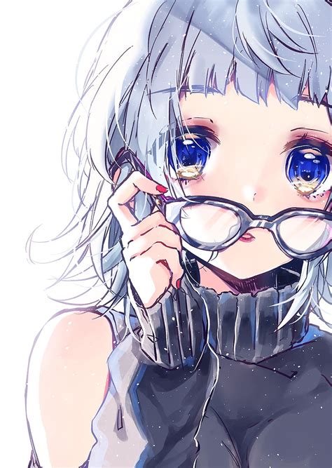 Anime Chicas Anime Personajes Originales Simple Ojos Azules Gafas