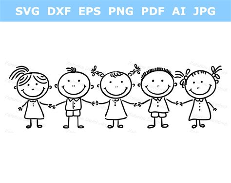 Stick Figure Kids Clipart Black And White