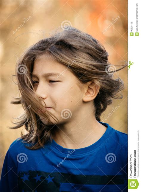 Boy With Long Hair Stock Image Image Of Tough Gorgeous