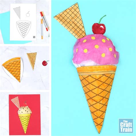 3d Paper Ice Cream Craft The Craft Train