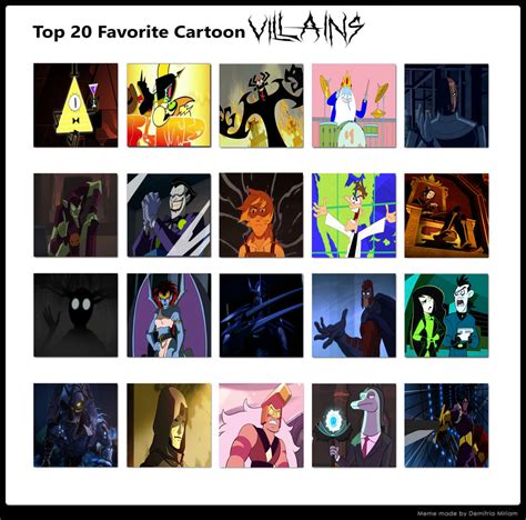 Top 20 Favorite Cartoon Villains By Supercrashthehedgeho On Deviantart