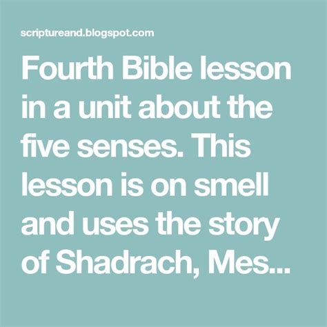 Five Senses Bible Lessons Smell Bible Lessons Lesson Bible