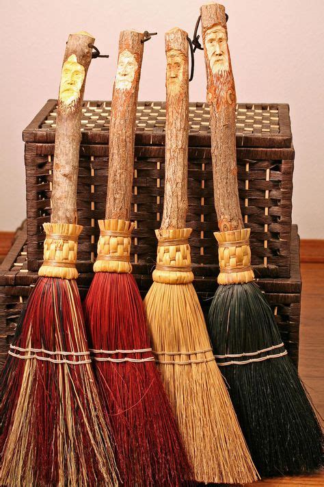 Assorted Carved Flat Hearth Brooms Brooms Handmade Broom Besom