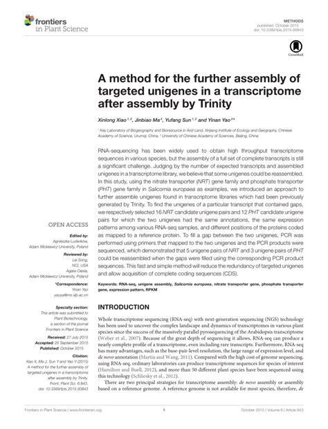 Pdf A Method For The Further Assembly Of Targeted Unigenes In A
