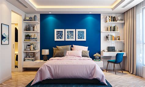 Blue Two Colour Combination For Bedroom Walls Designcafe