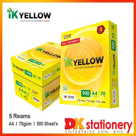 Ik Yellow A4 Copier Paper 70gsm 500s 5reams Shopee Malaysia