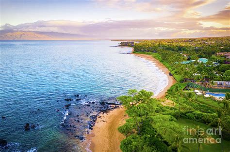 Maui Hawaii Aerial Photo Of Keawakapu Beach Sunrise Photograph By Paul