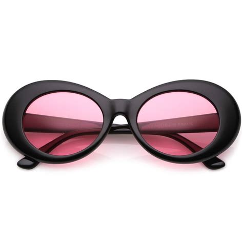zerouv bold retro oval mod thick frame sunglasses clout goggles with color tinted round lens