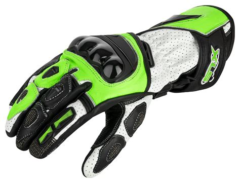 Motorcycle Leather Gloves Motorcycle Gloves Neon Green Black White Size