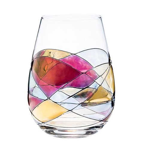 Sagrada Stemless Wine Glasses Wine Glass Painted Wine Glass Small Wine Glasses