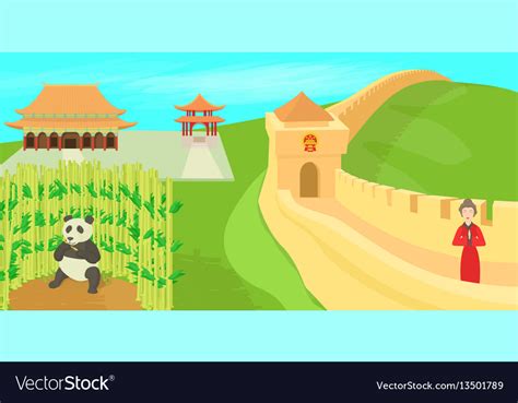 Cartoon 'magic' trends in china. China landscape concept cartoon style Royalty Free Vector