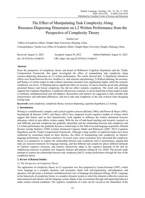 Pdf The Effect Of Manipulating Task Complexity Along Resource